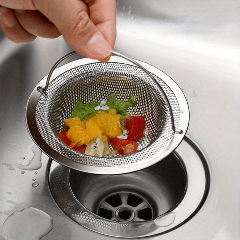 2Pcs 316 Stainless Steel Sink Strainer Set – Kitchen Drain & Filter, Drain Strainer & Mesh, with Non-Slip Handle – Premium Kitchen & Bathroom Drain Catcher – Hair, Food & Debris Clog Preventer – Rust-Proof Durable Mesh Drain Cover
