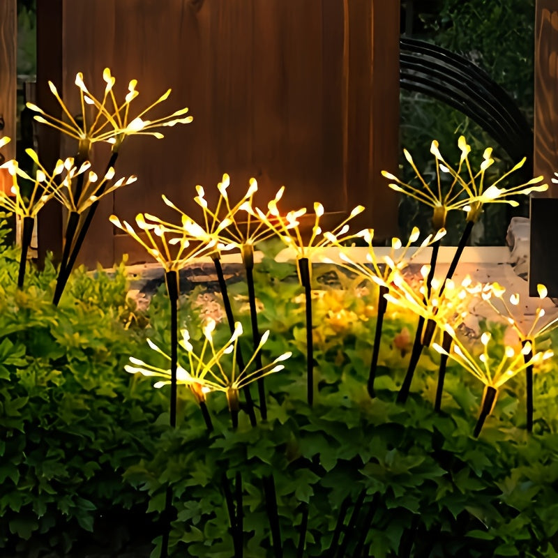 1PCS 6-Head 60LED Solar Garden Twinkling Copper Wire Firework Light, Solar Powered Light Sensor, Auto On/Off, Perfect for Outdoor Courtyard Path Garden Decoration, Christmas/Halloween Decoration