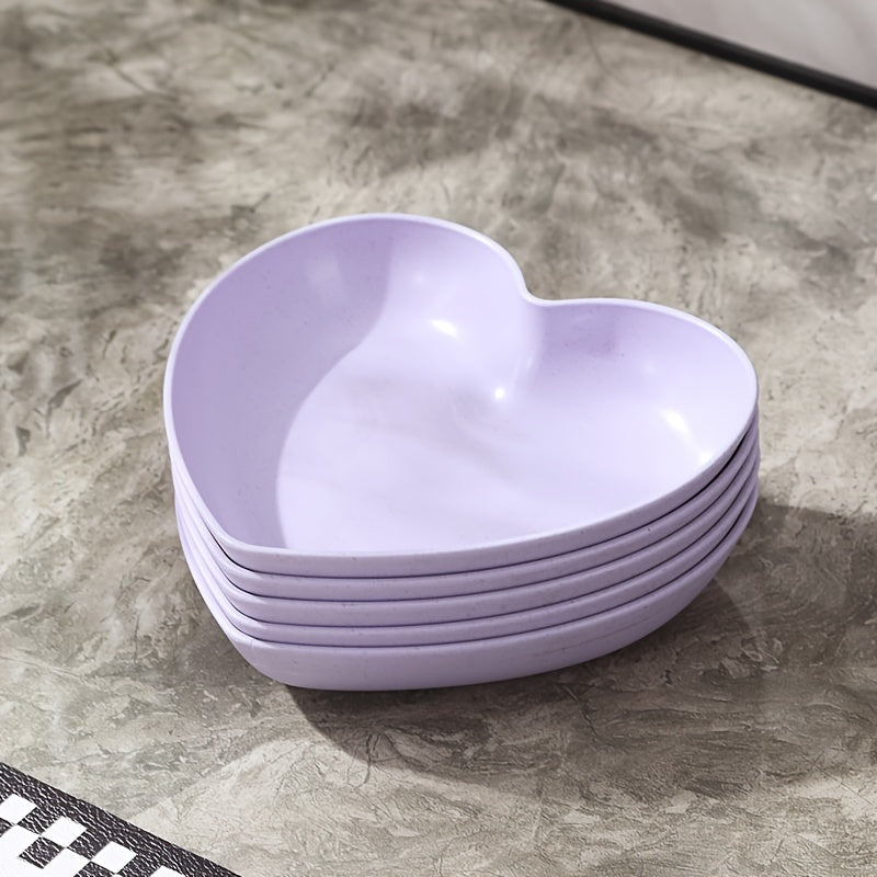 5 or 10 Pieces, Plastic Heart-Shaped Dinner Plate, Fruit Plate, Dessert Plate, Cake Plate, Snack Plate, Pickle Plate – Kitchenware, Kitchen Supplies