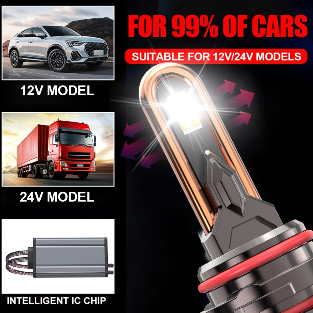 2pcs 58400 Lumens CANBUS Car LED Headlight Bulbs, 7500K Pure White Light, Compatible with H16/H11/H9/H8 9005/HB3 9006/HB4 9012/HIR2 Sockets, No Decoding Needed, 9570 CSP Chip, Easy Installation