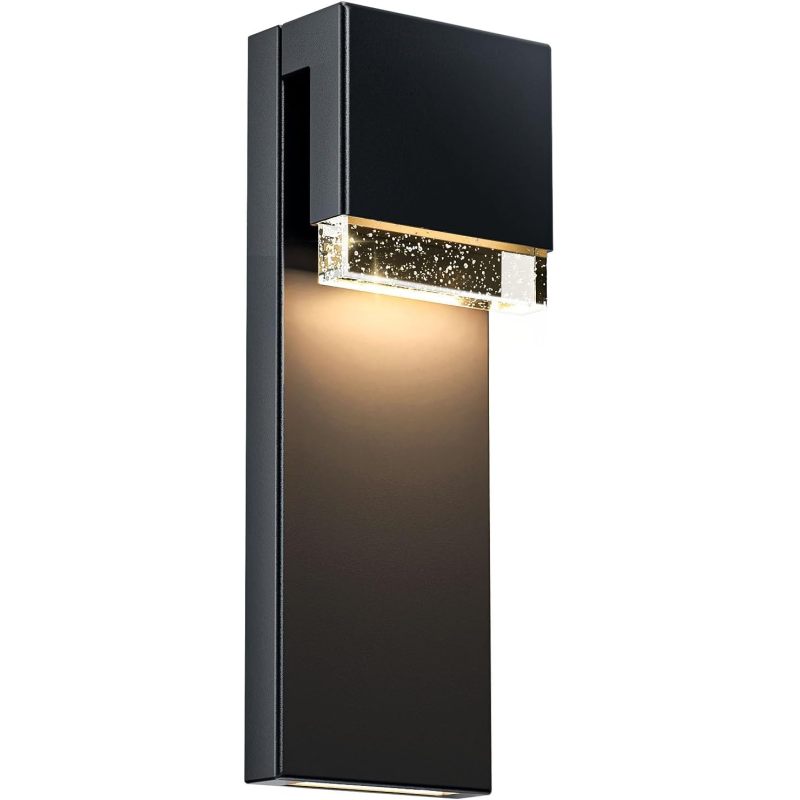 Single-Pack Modern Outdoor Wall Light with Crystal Bubble Glass Shade - Rust-Proof Housing and Semi-Flush Mount Installation, Suitable for House, Porch, Garage, Courtyard / Outdoor Lighting Fixture (Bulb Not Included)