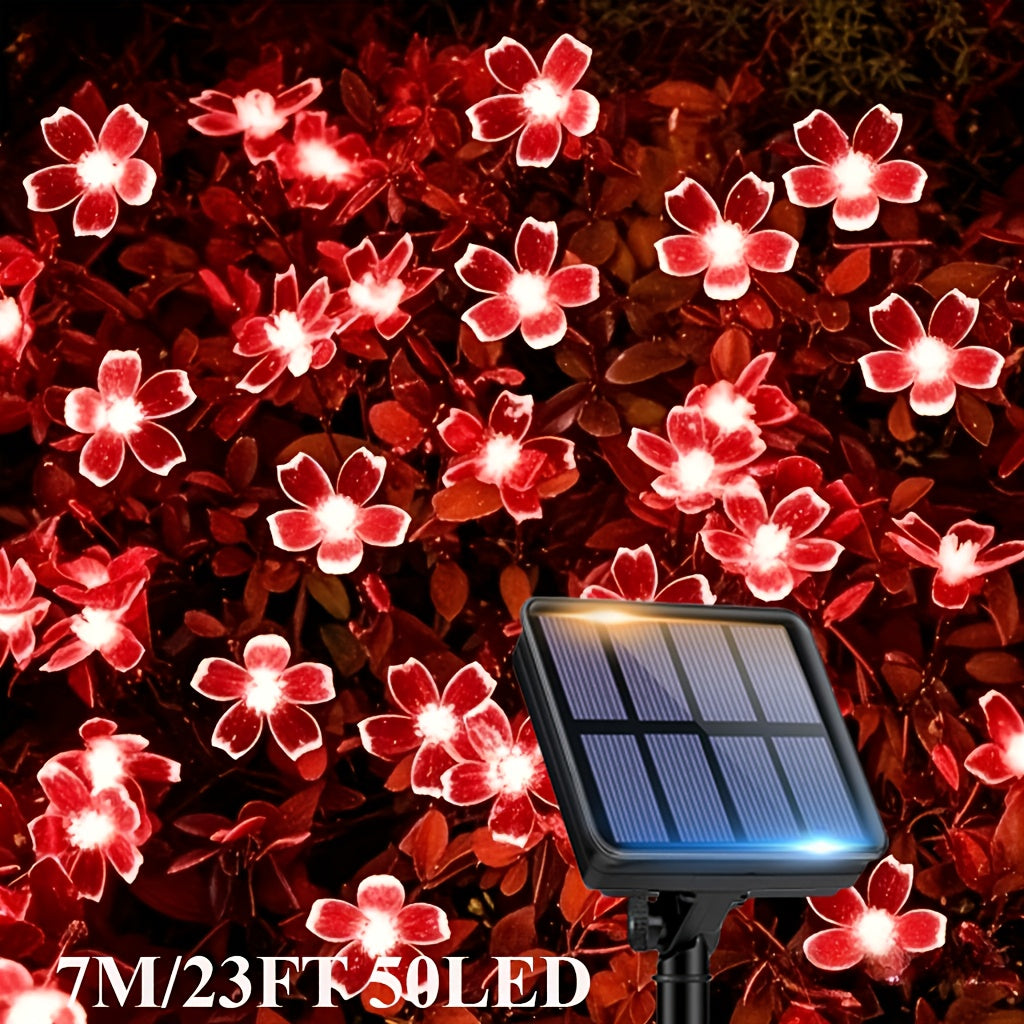 Solar Cherry Blossom String Light 100/50/20 LED Beads Flower Decorative Fairy Light Outdoor 8 Modes IPX4 Waterproof Fence Lawn Garden Trees Wedding Halloween Christmas Decorative Light