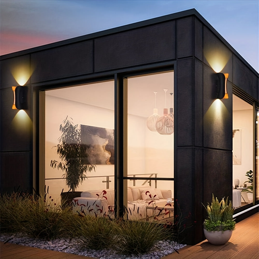 IP44 LED Outdoor Double-Head Wall Light, 3000K/6000K Warm White Light, Suitable for Hallway, Garden, Courtyard