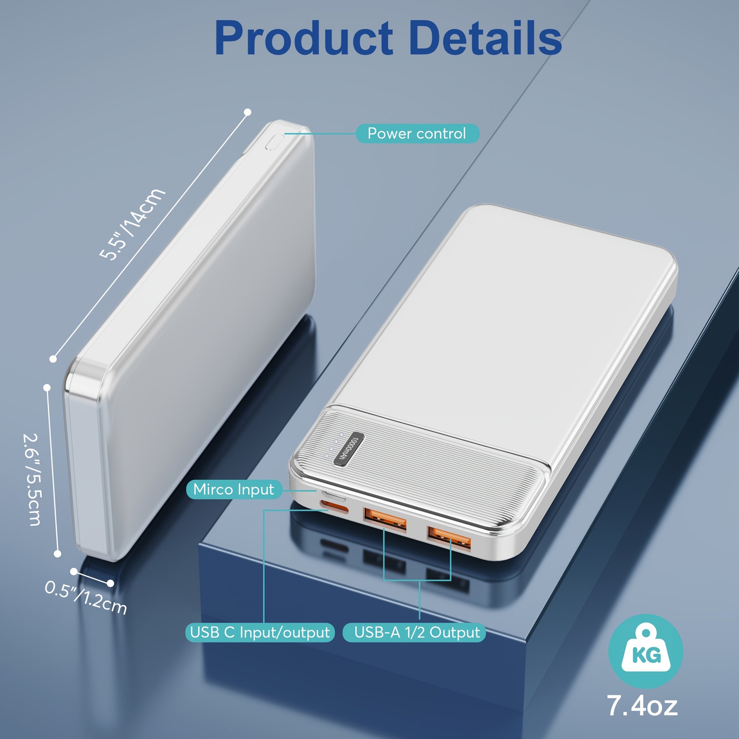 PD22.5W Fast Charging Power Bank 10000mAh, Ultra-thin And Compact, Compatible with iPhone/Samsung/Huawei/heating Clothes, Christmas Hot Selling