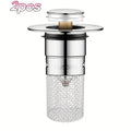 Stainless Steel Pop-Up Sink Drainer - With Filter Strainer, Clog-Proof & Odor-Proof, Bathroom Basin Pop-Up Core, Universal Push-Type Drain Stopper