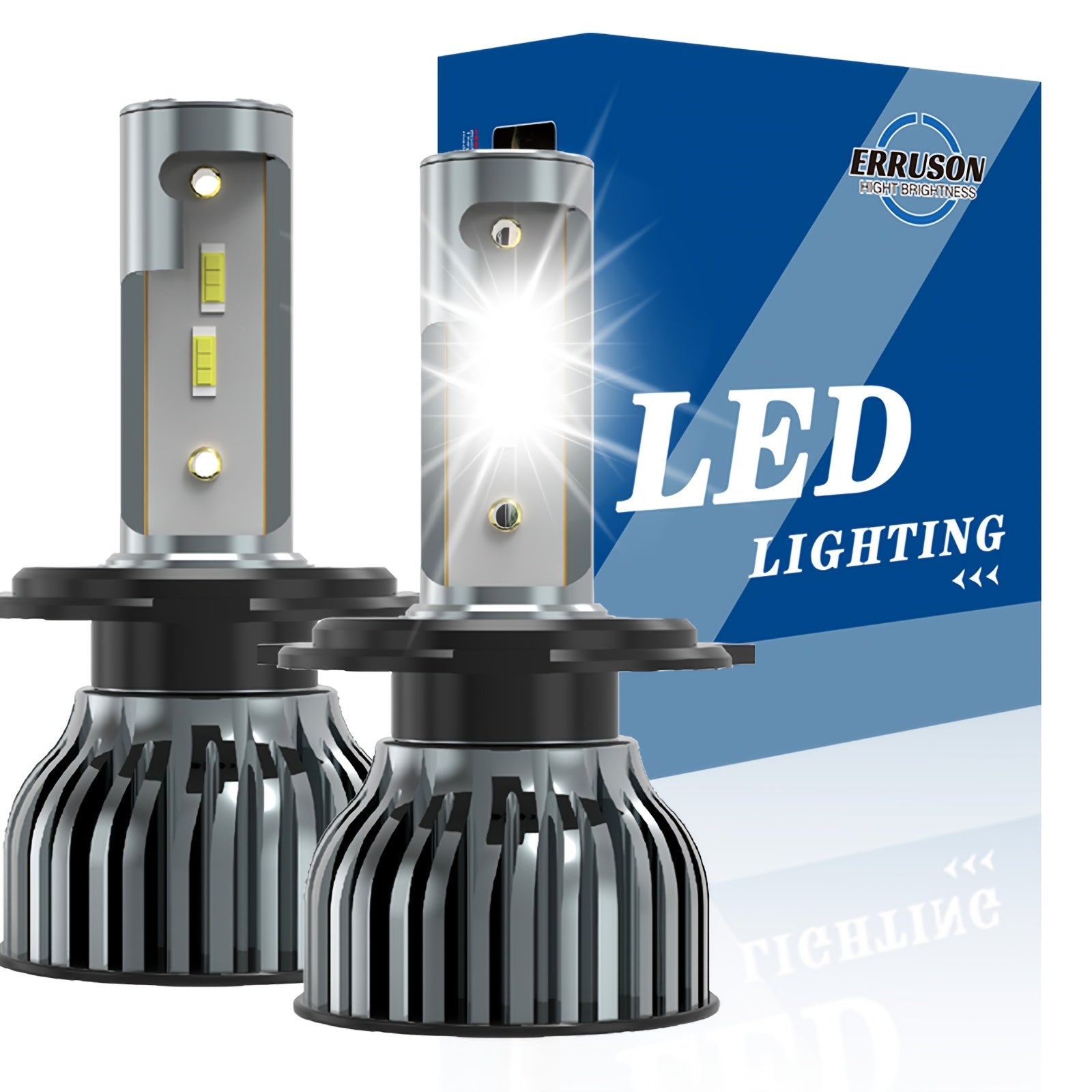Erruson 2-Pack Dazzling Car Bulbs 9005/HB3 9006/HB4 H11 H4 H7 H1 High/Low Beam Dual-Use Turbo Light, 30000 Lumens 300W 3000K/4300K/6000K/8000K/25000K Car Light, 700% Brightness