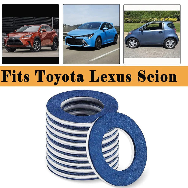 Toyota Lexus Aluminum Oil Drain Bolt Gasket 90430-12031 Compression-Type Oil Pan Seal Ring, Fits Camry Corolla RAV4, Essential Consumable for Oil Change