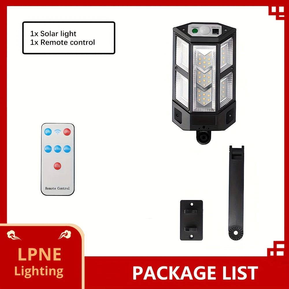 1 Pack 43 High-Power LED Solar Light, Commercial Street & Area Lighting, Outdoor LED Wall Light, 3-Mode Sensor Street Light, Exterior Wall Light with Remote Control, Solar Charging Security Light for Garden, Courtyard, Pathway