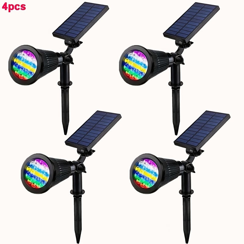 Outdoor Solar Spotlight Set, Available in 1/2/4 Packs, Landscape Light, Equipped with 18 LEDs, IP44 Waterproof Rating, Smart Light Sensor Function, Perfect for Outdoor Decoration in Courtyards, Gardens, Lawns, Walkways and Furniture Design