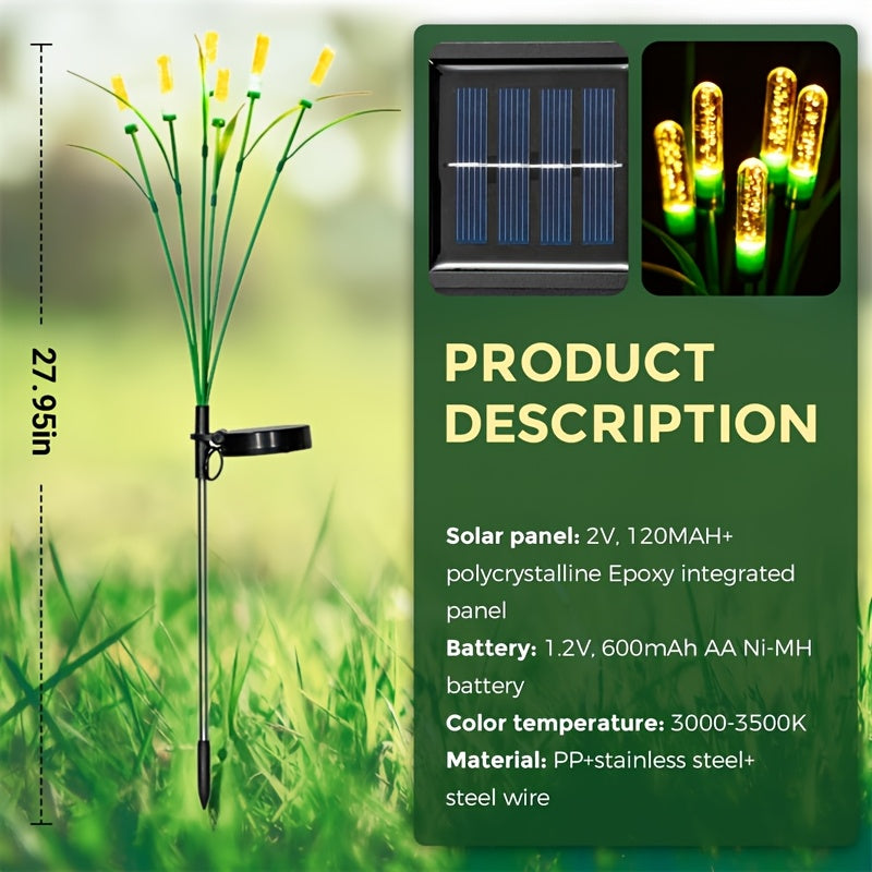 Solar Swaying Reed Light, for Garden Decoration, Outdoor Decorative Light, Suitable for Landscape Garden, Courtyard, Patio, Lawn, Halloween Christmas Holiday Party Decorative Lighting, Create a Warm Outdoor Atmosphere
