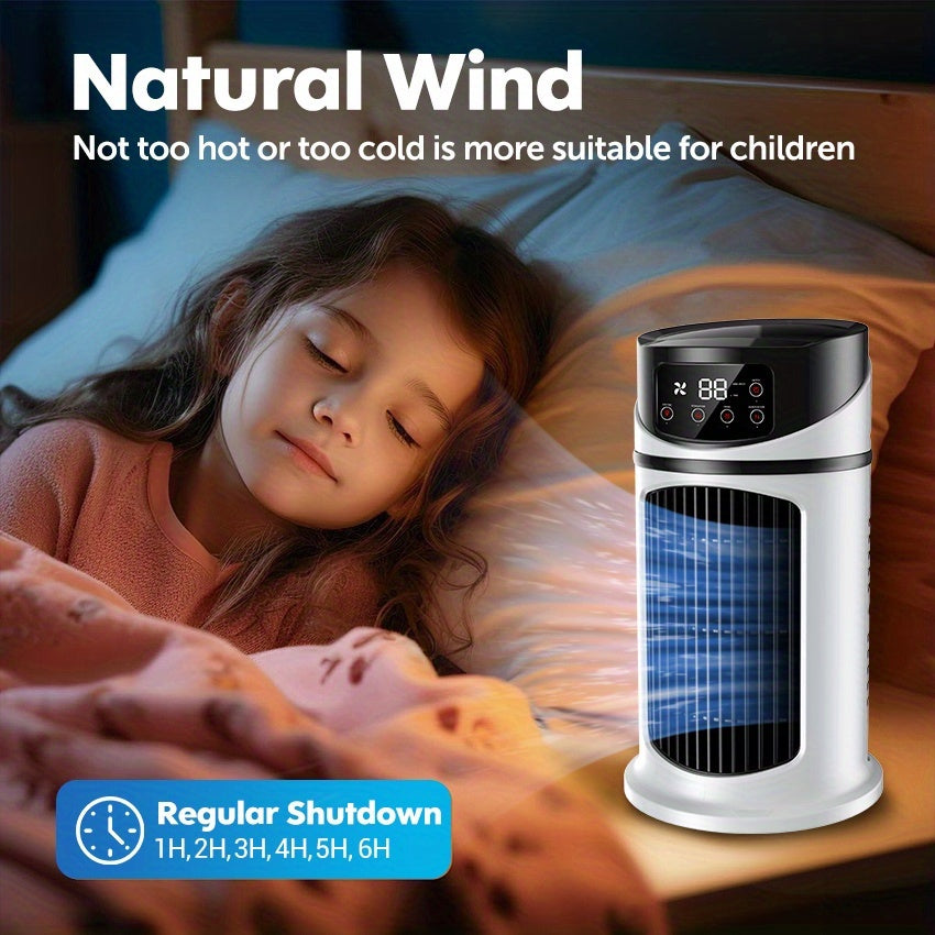 2026 Upgraded Portable Air Conditioner, 6-Speed Cooling Fan with 7-Color Ambient Light, Quiet Humidifying Fan, 3-in-1 Mini Cooler, Compact Cooling Device for Home Office Small Spaces, Perfect Home & Travel Gift