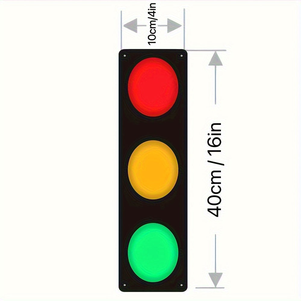 2D Flat Vintage Traffic Light Wall Decor, Red Yellow Green Signal Light, No Wiring Required, Heavy Duty Metal Structure Indoor Outdoor Decoration, Traffic Sign Ornament for Home Office Cafe Party, Halloween Christmas Festival Decor