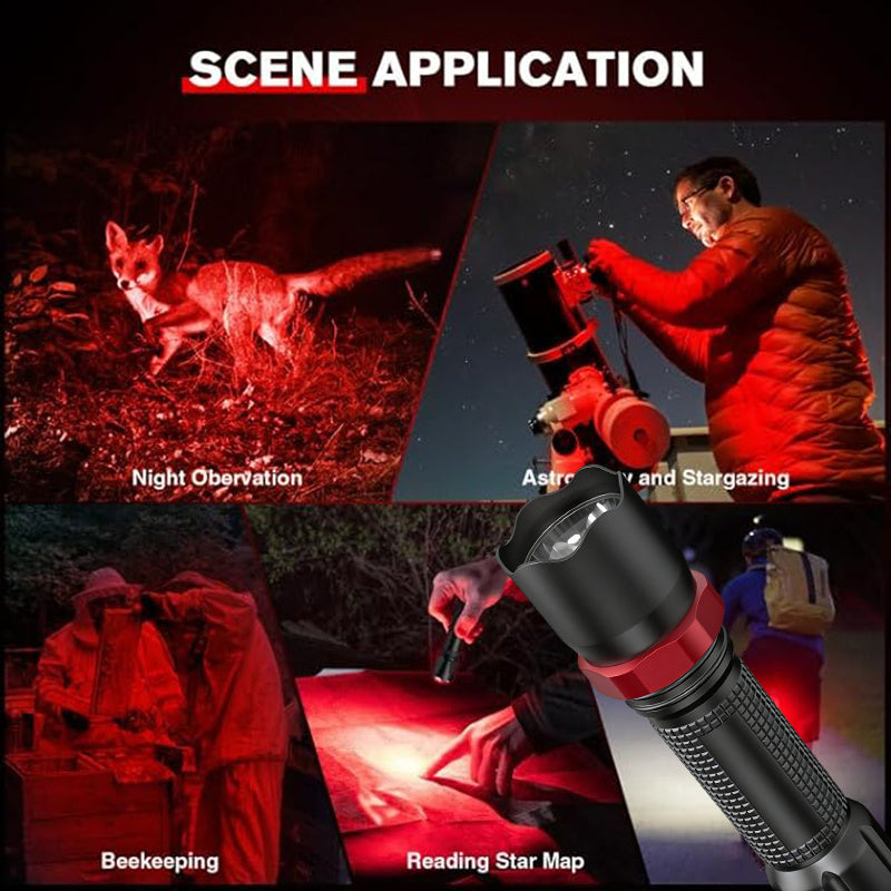 Portable Mini Red Flashlight, USB Rechargeable with 3 Light Modes, Lightweight Red LED Lamp Made of Plastic, Ideal for Camping, Travel and Hiking