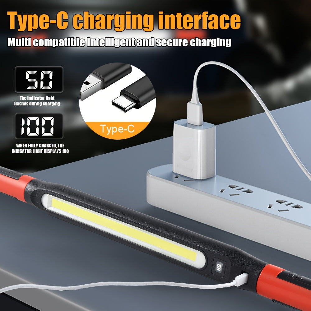Kemielus Rechargeable LED Work Light Bar Magnetic Base IP44 Off-Road Vehicle Lamp High Lumens Portable Cordless Flashlight for Inspection Workshop Outdoor Emergency