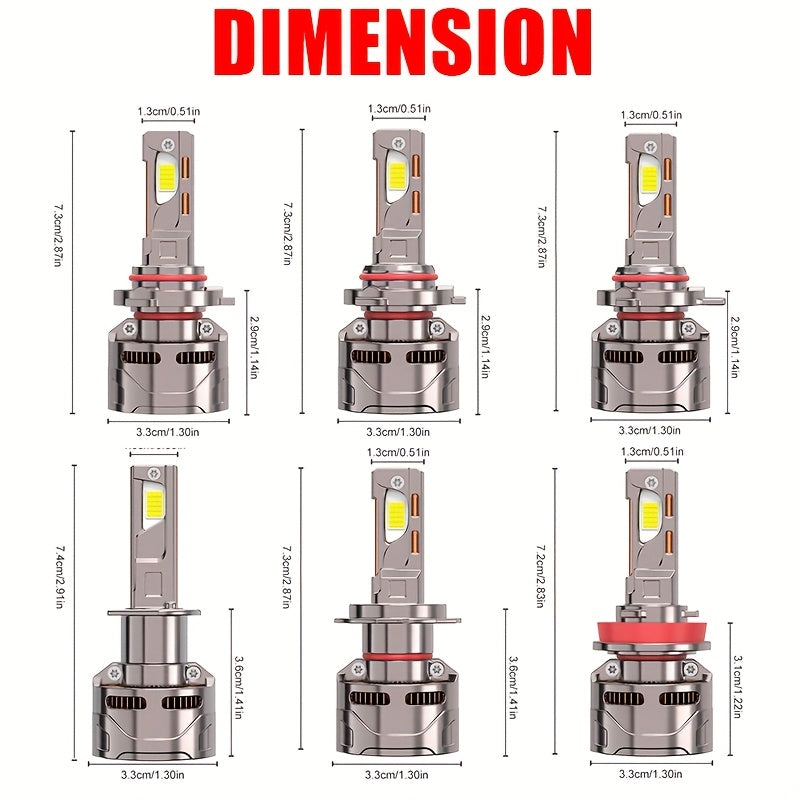 2Pcs LED Car Headlight Bulbs, 7500K White, High Beam and Low Beam, Bright Chips, 12/24V, Aluminum, Plug-and-Play, with External Driver Can, Compatible with H4 H7 H11 H9 9005 HB3 9006 9012 Hir2 H8 HB2