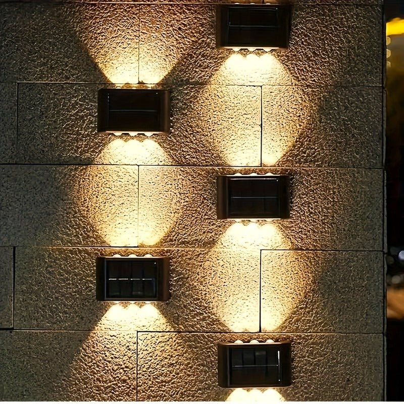 1-Piece - 6 LED Beads / Solar Exterior Wall Light / Solar Wall Light / Outdoor Anti-Glare Lighting Solar Outdoor Light, Solar Outdoor Wall Washer Light, Compact Wall Light, Energy Saving, Solar Charging, Semi-Flush Mount Installation