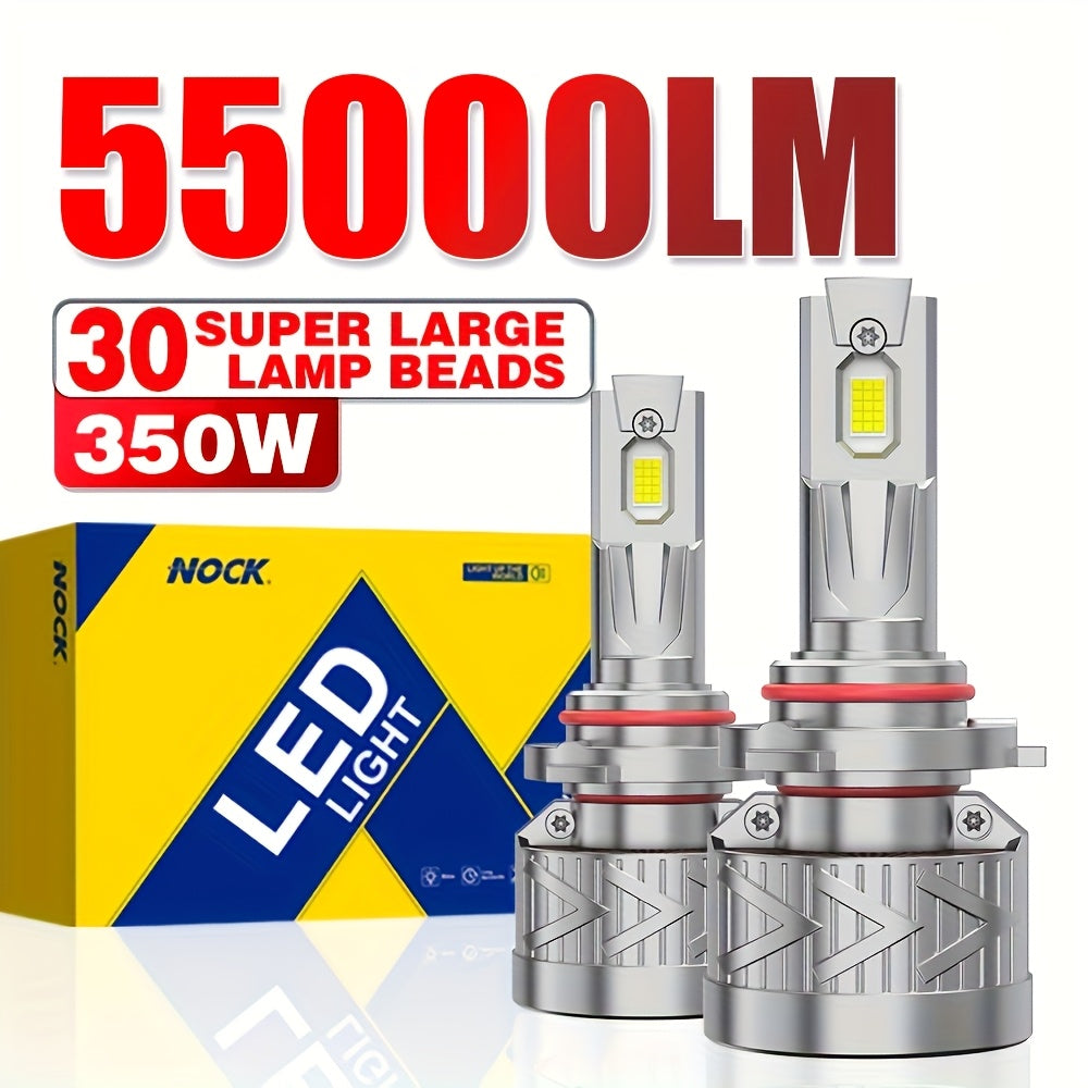 2 Super Bright LED Car Headlight Bulbs, Compatible with H8 H1-D013 H4/H7/9005/H4/9003/HB2/H11/H18/H16, 55000 Lumens 350W 1000% Brightness, Aluminum Housing, 12V