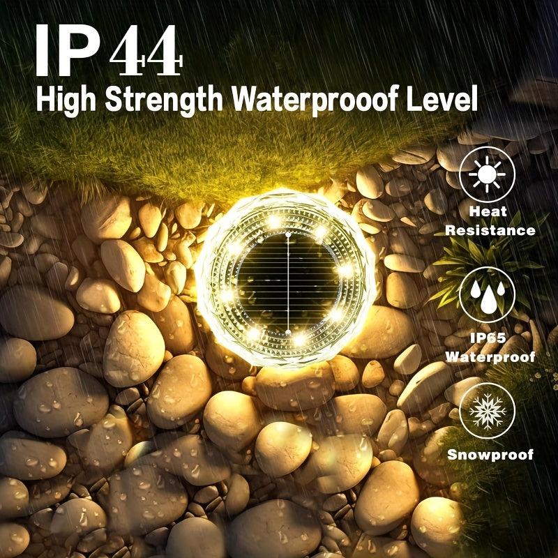 20 Pack Solar Ground Light Outdoor Waterproof Landscape Lighting, Stainless Steel Decorative Ground Light for Courtyard Path Lawn Garden Patio Driveway Walkway (Cool & Warm White Light), Garden Decoration, Path Lighting