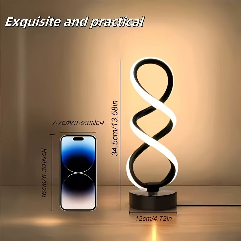 Classic retro spiral table lamp set (4/2/1-pack), three-color dimmable, USB powered, durable metal material, multi-room decorative light, suitable for bedroom, living room, study, hotel, office bedside lamp