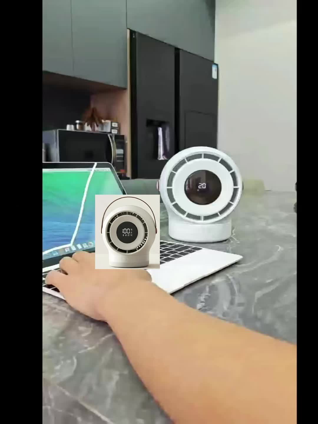Portable Mobile Desk Fan, 100-Speed Digital Display Precise Control, 180° Smart Oscillating Air Supply, Leather Handle, Compatible with Diverse Home Styles/