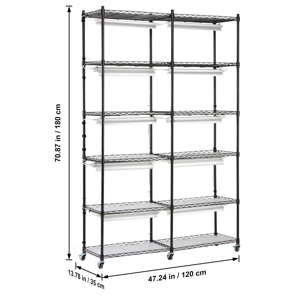 VEVOR Plant Stand with Grow Light, 6-Tier 180cm 120cm / 180cm 90cm 59.1"/70.9" Indoor Plant Grow Rack