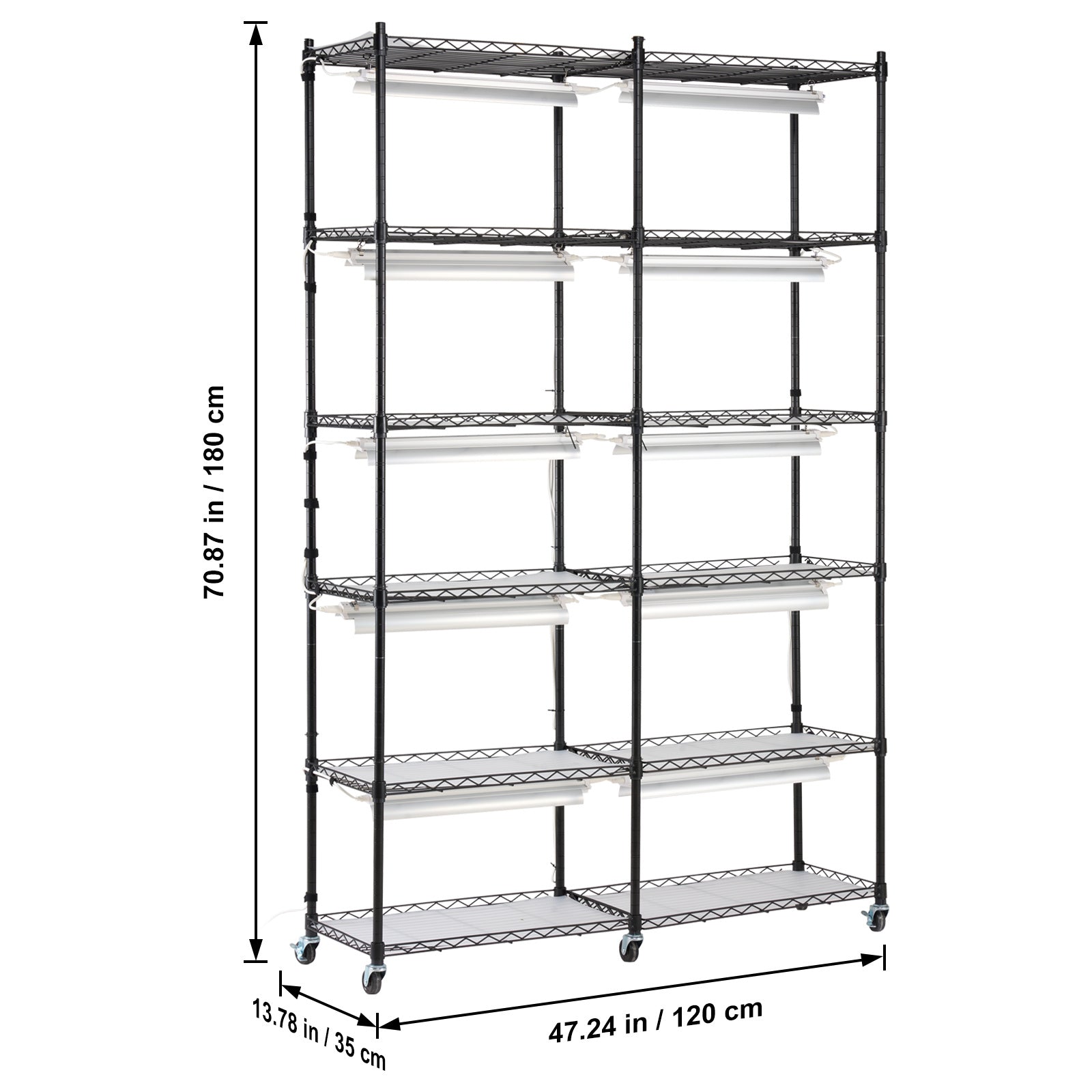 VEVOR Plant Stand with Grow Light, 6-Tier 180cm 120cm / 180cm 90cm 59.1"/70.9" Indoor Plant Grow Rack