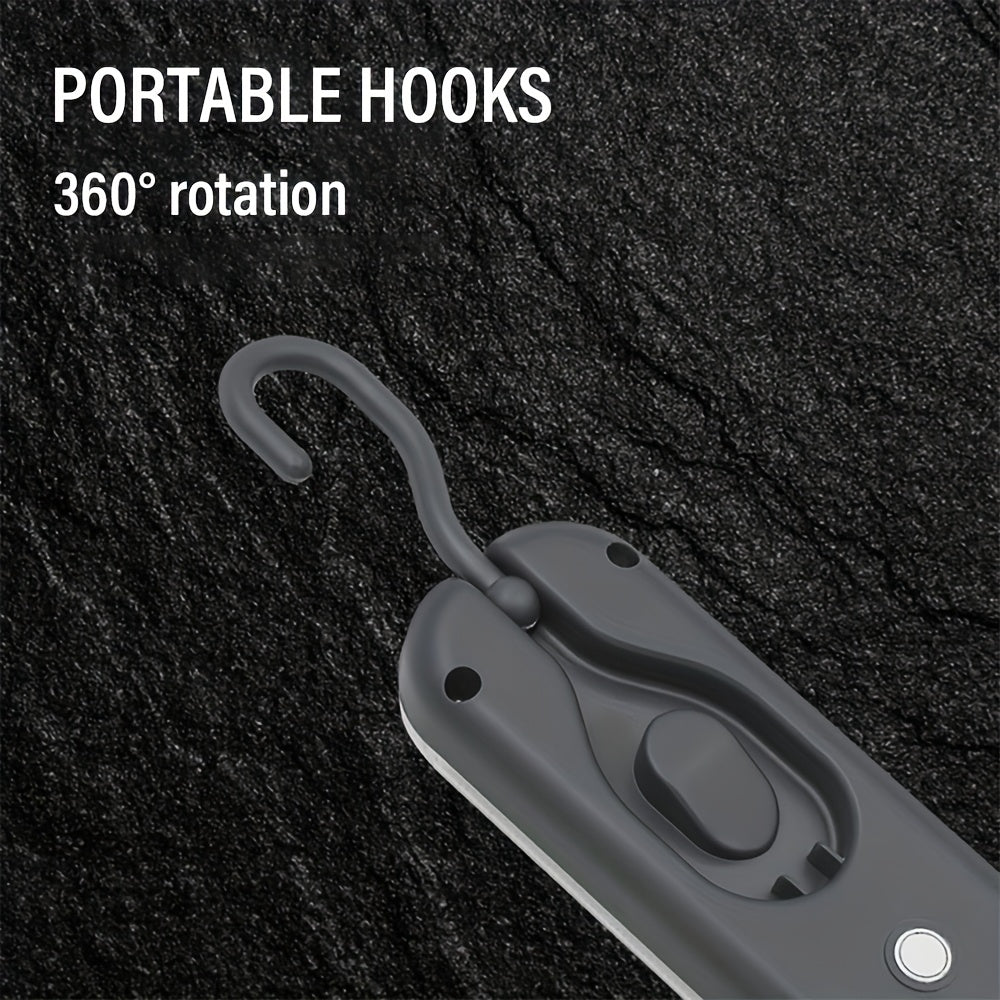 Rechargeable Work Light, Magnetic Flashlight with Hook, 360° Rotating & Folding Design, 5-Mode LED Work Light, Mechanical Lighting Lamp for Car Repair, Garage, Camping & Emergency