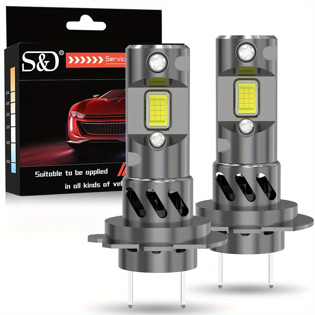 S&D 2-Pack 30000LM H7 LED Headlight Bulbs 6500K Bright White 500% Super Bright Plug-and-Play 80W CSP Car Headlight Car Diode Light Canbus H7 LED Turbo 6000K 12V