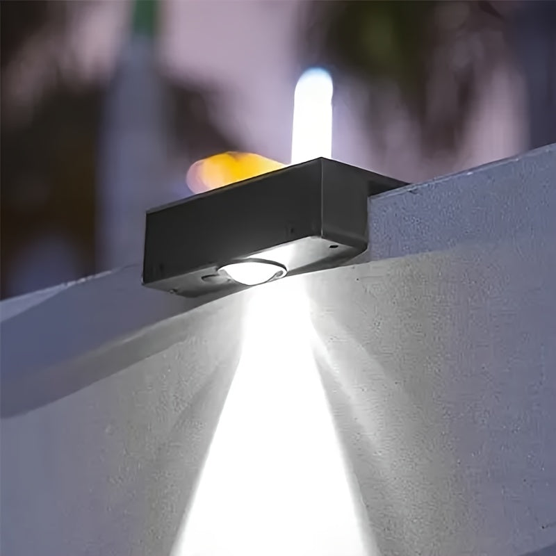 Solar Outdoor Deck Light, Porch Courtyard Exterior Wall Washer Light, 7-Shaped Wall Top Sconce, Automatic On/Off Night Lighting