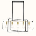 Modern farmhouse style 5-light pendant light, 34-inch rotatable rectangular kitchen island pendant light