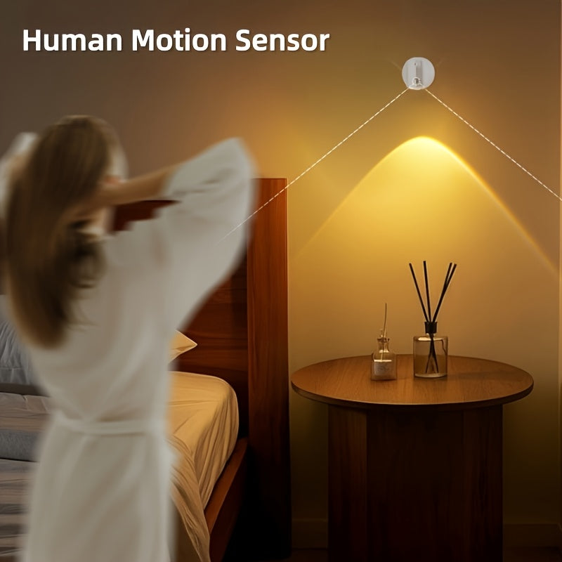 Tri-color temperature wireless motion sensor spotlight, magnetic wall light, high-efficiency sensor light, battery-powered rechargeable wall light, adjustable warm/cool/neutral light, indoor spotlight, suitable for hallways, photos, artwork display