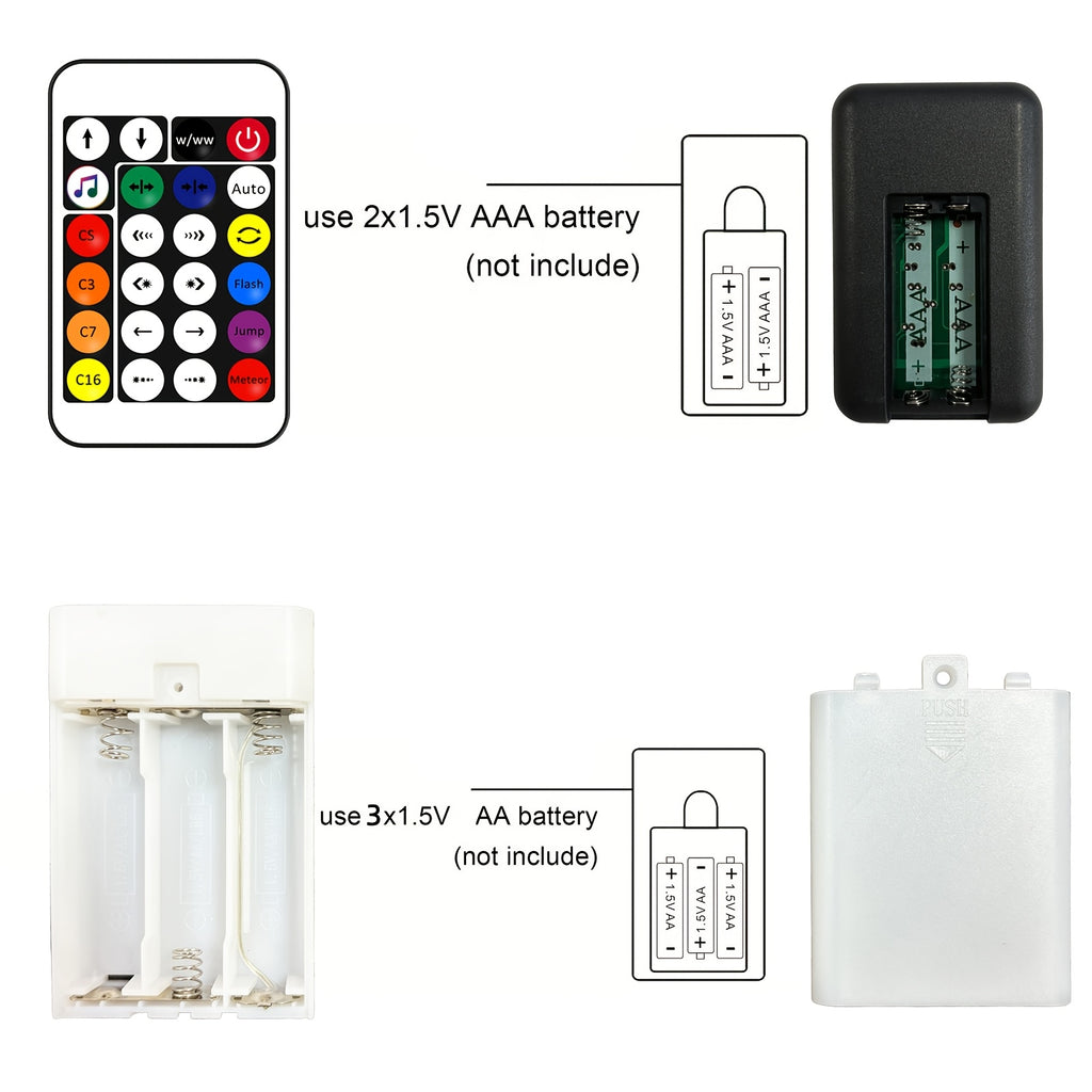 50英尺 - 16英尺 LED仙女灯串，10颗LED/米音乐同步圣诞灯，USB + 电池盒2种供电模式，IP67防水户外节日灯，适用于感恩节、圣诞节礼物，室内外家居花园露营秋冬装饰
