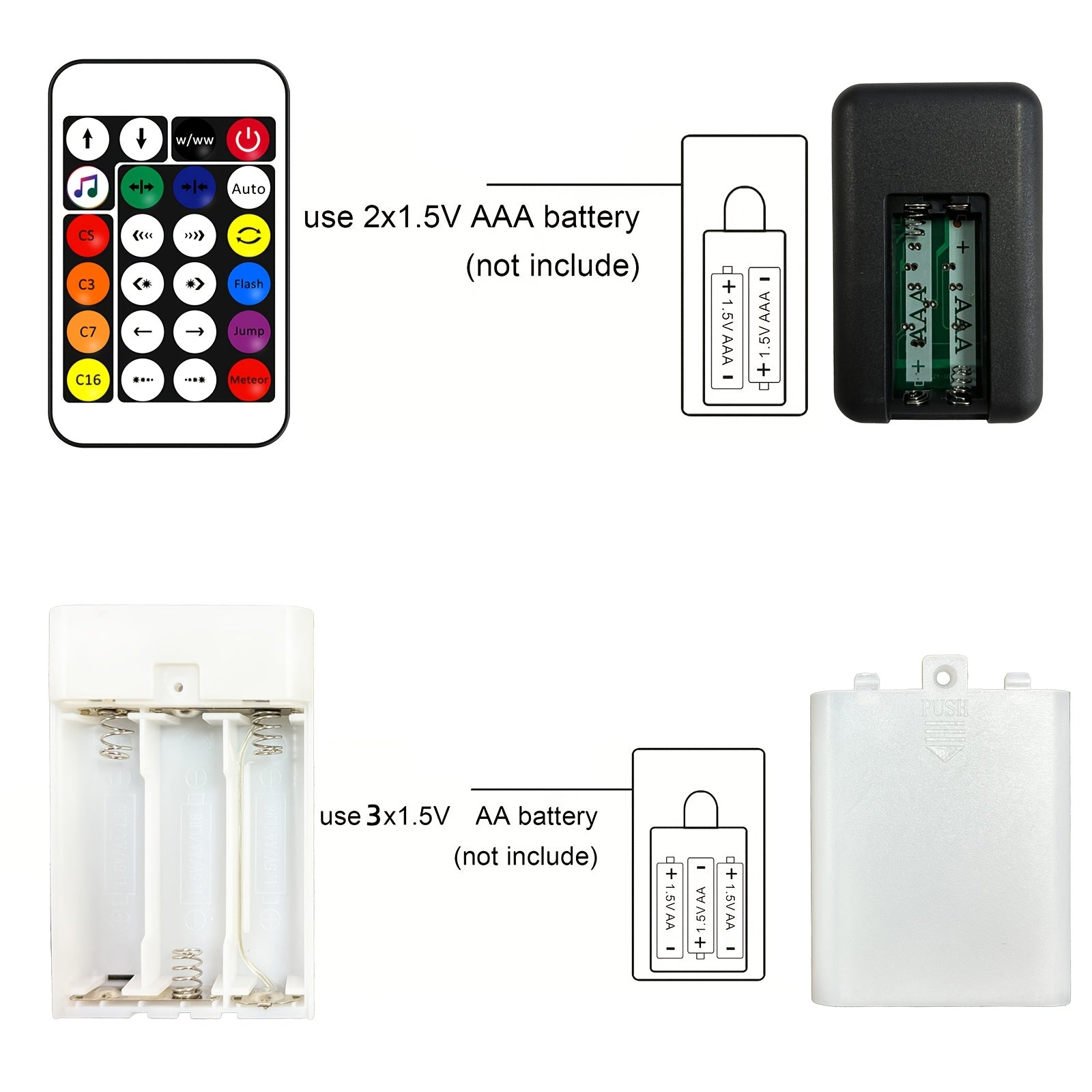 50英尺 - 16英尺 LED仙女灯串，10颗LED/米音乐同步圣诞灯，USB + 电池盒2种供电模式，IP67防水户外节日灯，适用于感恩节、圣诞节礼物，室内外家居花园露营秋冬装饰