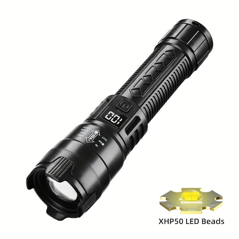 IPX6 USB Rechargeable New Flashlight, Long Lasting Battery, Multiple Adjustable Brightness Modes, Ideal for Camping, Power Outage, Home Use, Night Fishing and Emergency Gear
