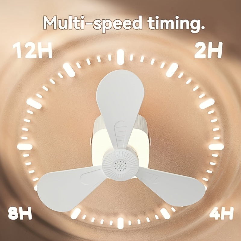 Remote Control Hanging Ceiling Fan, USB Rechargeable Portable Outdoor Fan with LED Ambient Light, Large Capacity Battery Long Lasting, High Speed Personal Fan, Fast Cooling Fan for Summer Camping