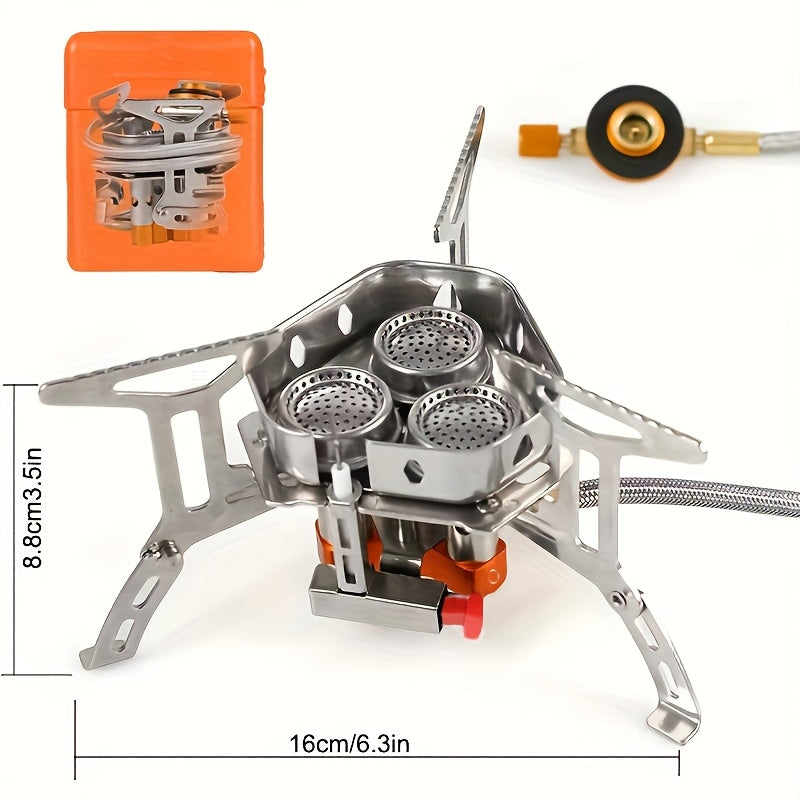 3500W/6800W Windproof Camping Stove, Camping Gas Stove Without Gas Canister Adapter, Fast Ignition, Suitcase Style, Portable Foldable Stove, Ideal for Outdoor Backpacking, Hiking and Picnic