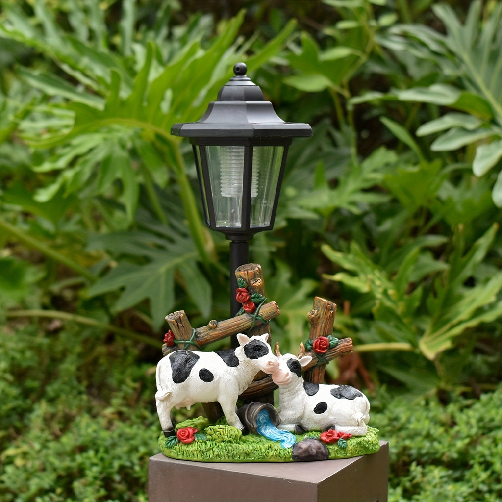 OTDECOR 1-Piece Solar Two Cows Outdoor Statue Lawn Light, IPX4 Solar Cow Decorative Light, Suitable for Outdoor Courtyard Decoration, Lawn Decoration, Garden Decoration, Path Decoration