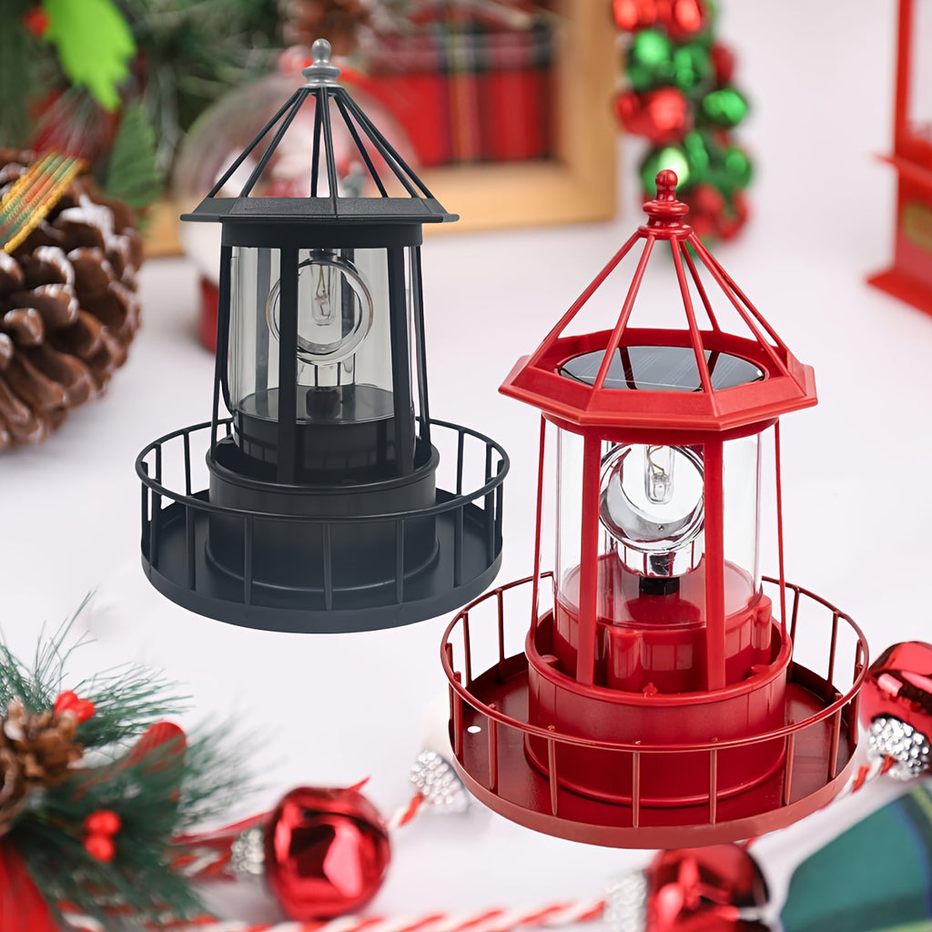 Solar Lighthouse, Solar Beacon Tower with Rotating Light Source, Outdoor Garden Landscape, Courtyard Light, Solar Lighthouse Statue Light Perfect for Outdoor Garden Paths and Patios