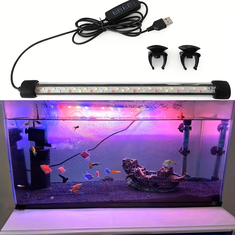 1 LED aquarium light, 7.09-inch to 22.83-inch ambiance fish tank light tube, USB aquarium light – adjustable brightness, multiple lighting modes – suitable for freshwater/saltwater aquarium decoration and lighting, aquatic plant landscape
