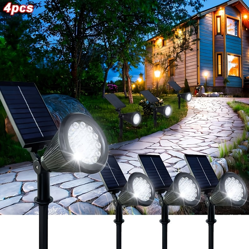 Outdoor Solar Spotlight Set, Available in 1/2/4 Packs, Landscape Light, Equipped with 18 LEDs, IP44 Waterproof Rating, Smart Light Sensor Function, Perfect for Outdoor Decoration in Courtyards, Gardens, Lawns, Walkways and Furniture Design