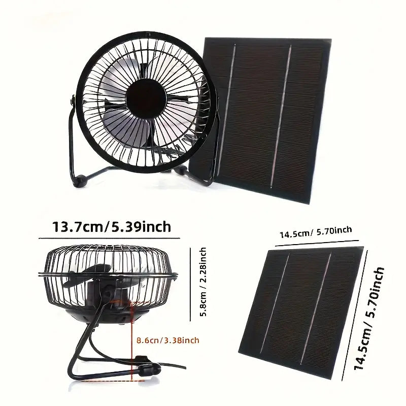 Solar Outdoor Charging Fan - Portable Solar Cooling Fan with Adjustable Head, Compact Design, Battery-Free, Durable Structure, Solar Panel Power System, Perfect for Camping, RV, Home and Outdoor Use