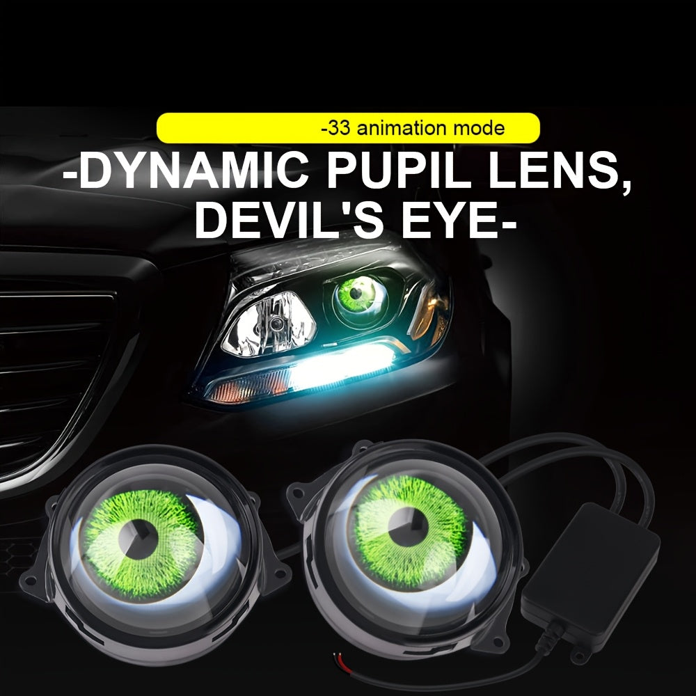 Opra 1 Piece Universal Car Dynamic Evil Eye LED Light 3 Inch 12-36 Volt Upgrade Modification Kit for 33 Vehicle Models Car Ambient Light