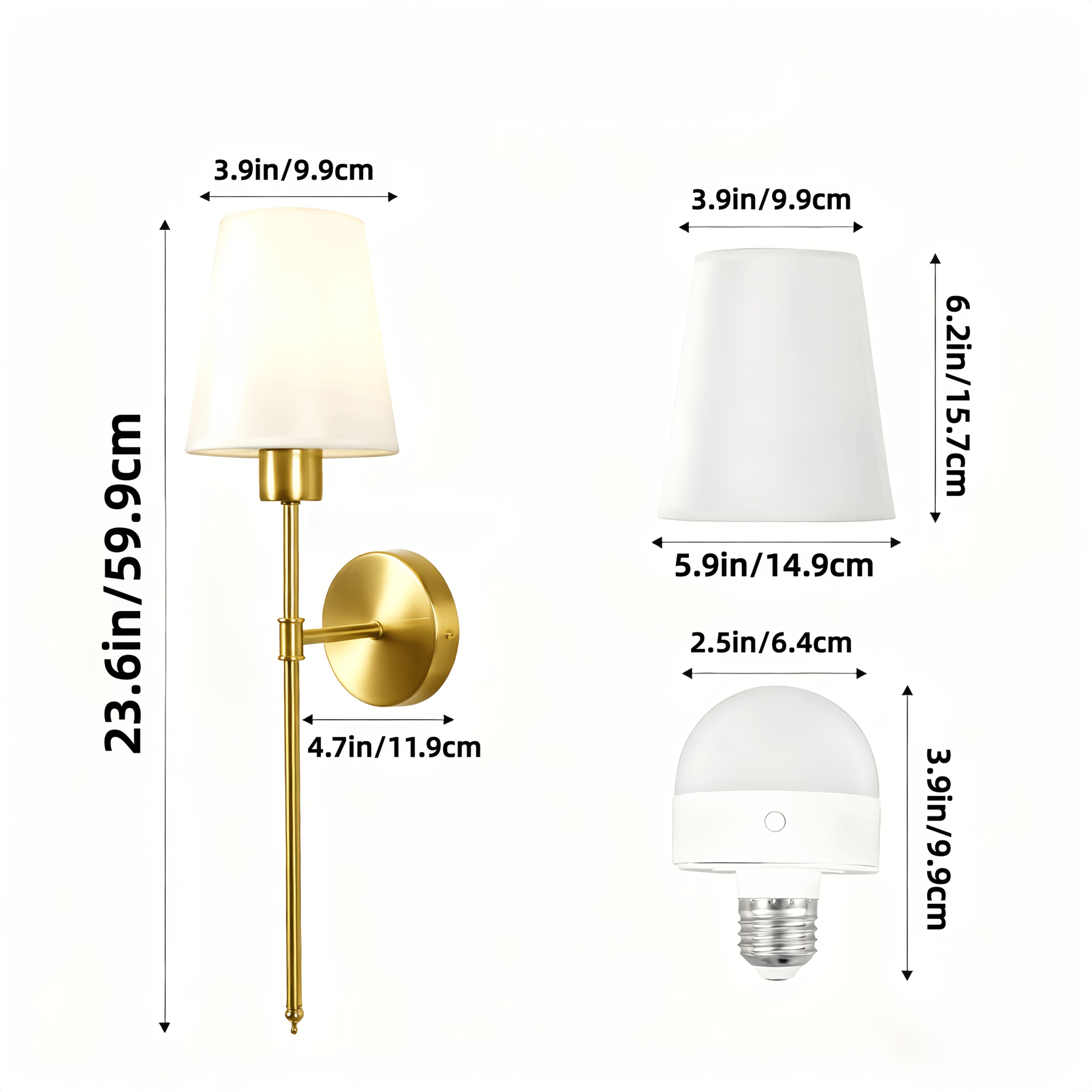 2 Sets Battery Operated Wall Light, 2-Piece Black Rechargeable Wall Light with Removable Remote Bulb, Supports RGB Colors and 3 Color Temperatures, Dimmable Wireless Wall Light for Bedroom