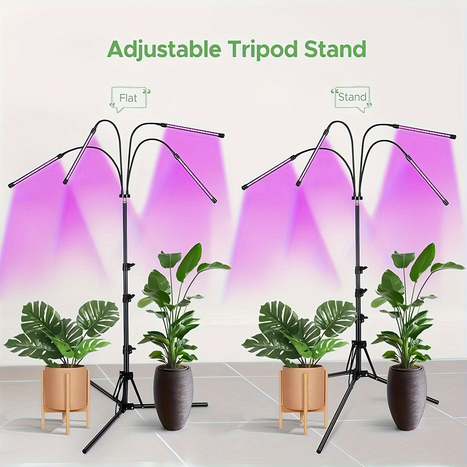 4-Head LED Plant Grow Light, Full Spectrum 3 Modes Adjustable Support Indoor Grow Lamp Home Commercial Large Coverage for Plant Night Growth