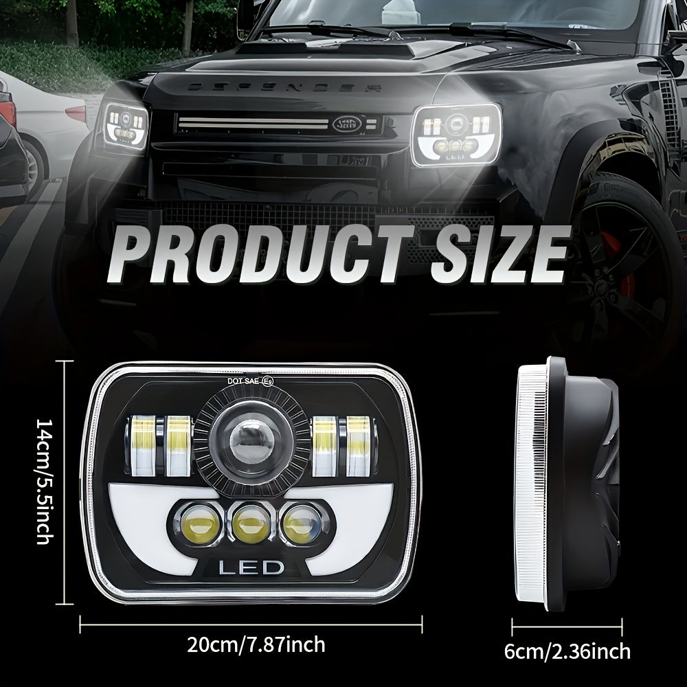 7X6 LED Headlight for Cars, 7-Inch Square Design, 6000K Brightness, Suitable for Daytime Use, High/Low Beam Selectable, Compatible with 4X4 Cherokee XJ and SUVs, 12V or 24V Power Supply