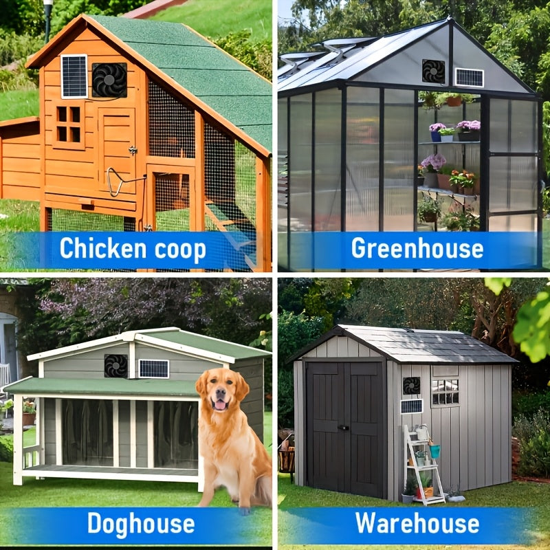 2W Portable Solar Fan, Solar Panel Fan Kit, Solar Powered Dual Fan Ventilation System, Specially Designed for Chicken Coop, Rabbit Hutch, Pet Shed, Greenhouse Air Purification, Tent, RV and Outdoor Workshop, Enhance Air Circulation