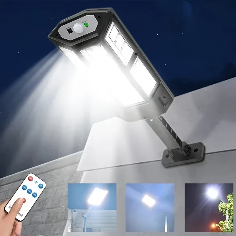 1 Piece Super Bright Outdoor Solar Motion Light, Smart Outdoor Garden Street Light, with 43 LED Street Light, 6500K, Portable Solar Security Light with Remote Control, Perfect for Courtyard, Garage, Garden