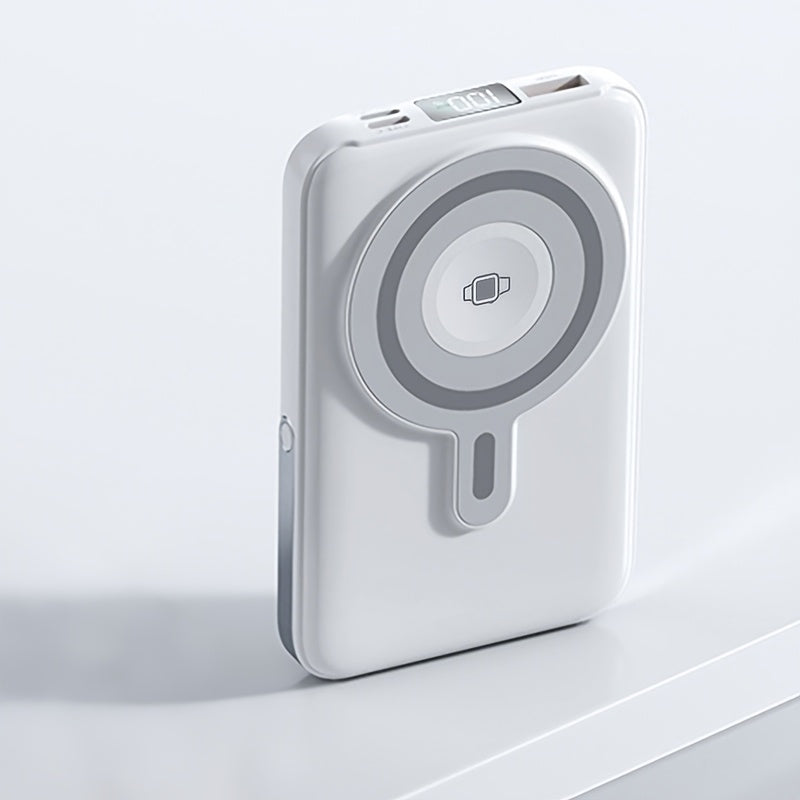 3 in 1 Wireless Power Bank for Summer, Featuring a 20000Mah Magnetic Charger with a Digital Display And Stand. This Portable Battery Pack Is Compatible with Mobile Phones, Headphones, And Watches