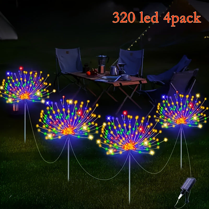 FACHOI 5件套-400颗LED太阳能烟花灯 5件套-300颗LED智能光感DIY太阳能装饰灯 适用于商业街、小径装饰、花园露台 4件套-320颗LED 8种照明模式 4件套-240颗LED 白光/彩光/暖光