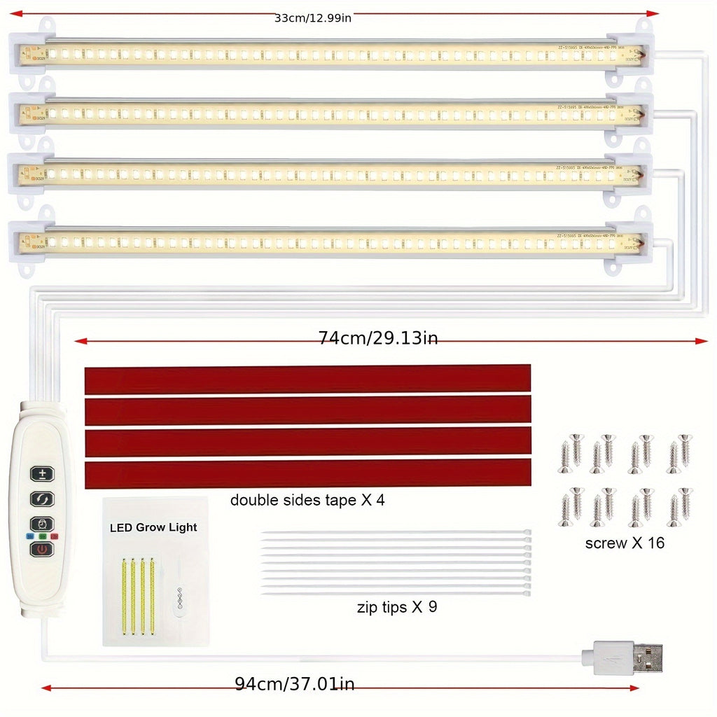 1/2-Pack LED Plant Grow Light Strip, 6000K Full Spectrum Grow Light for Indoor Plants, Daylight Grow Lamp with 3/9/12H Timer, 10 Dimmable Levels for Hydroponics Succulents, Plant Shelf Use